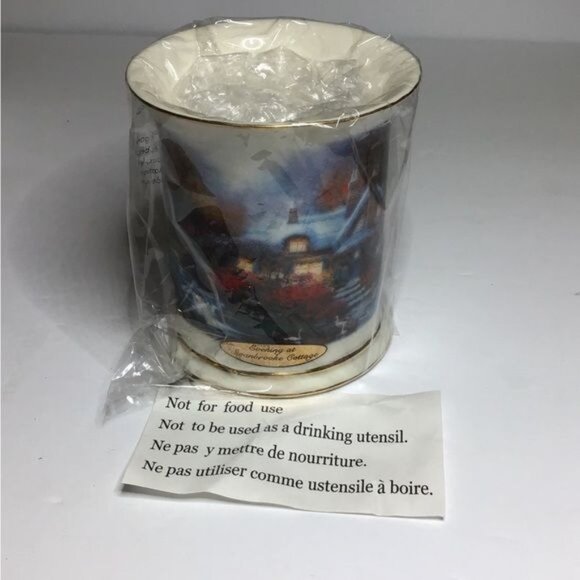 Avon Vintage Thomas Kinkade “Evening at Swanbrooke Cottage” Porcelain Votive Hol - Picture 3 of 9